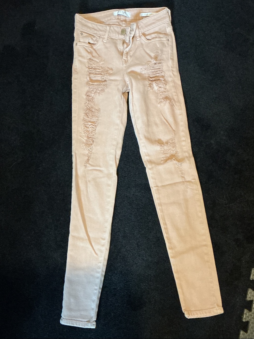 Guess Light Pink Distressed Skinny Jeans - Women